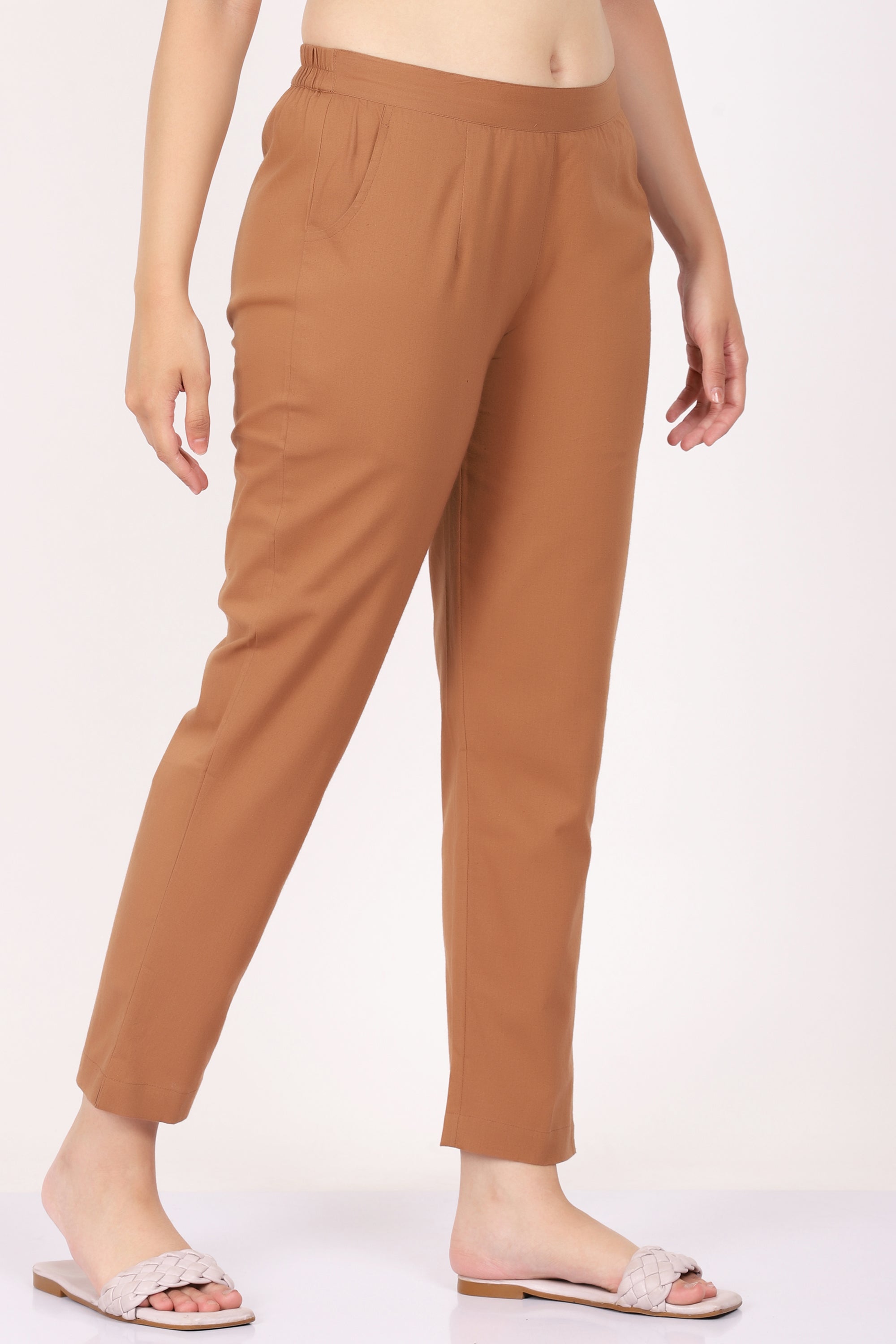 Tortilla Brown Women Cotton Pants casual and semi formal daily